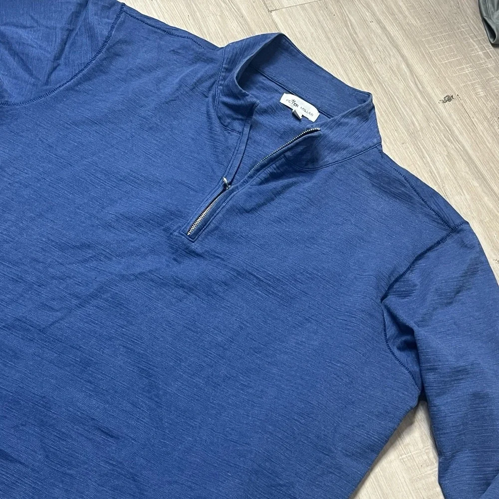 Peter Millar Crown Comfort Sweater Mens XL Blue Golf 1/4 Zip Pullover Preppy - Picture 3 of 12